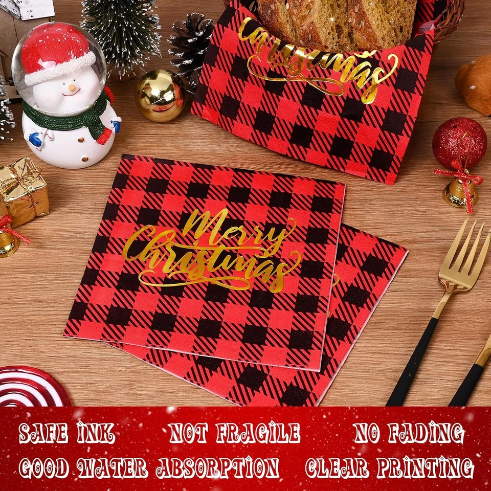 200件装圣诞纸盘和餐巾卡通红色卡车圣诞餐具 — 第 3/4 张图片