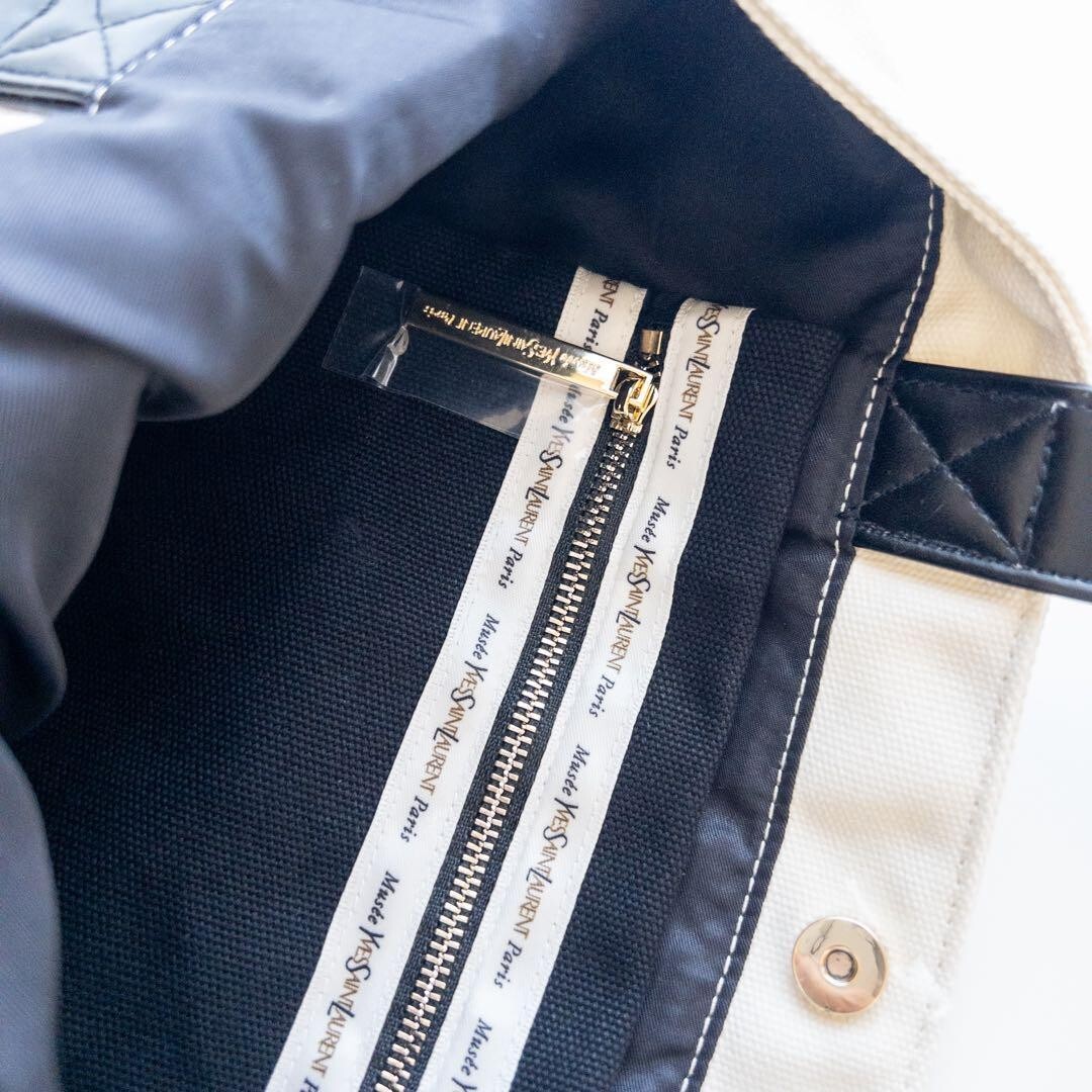 Borsa tote Yves Saint Laurent set 2 taglie tela grigio avorio finta pelle 2023 nuova