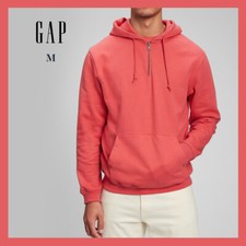 NWT - GAP Men's Half-Zip Hoodie, Kanga Pocket, Weathered Red - Size Medium - 64