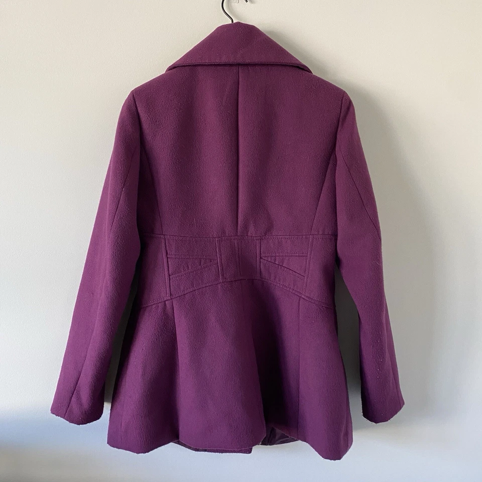 Abrigo Jessica Simpson Mujer Talla Grande Chaquetón Púrpura Manga Larga Cremallera Botón Foto 2 de 4