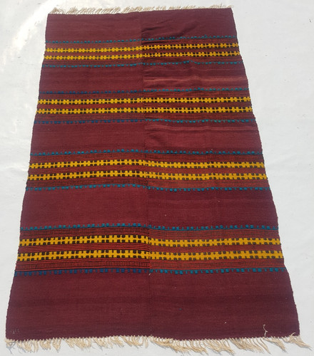 Vintage Traditional Handcrafted Turkish Striped Rug for Home Décor 206x125 cm