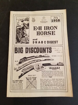 Vintage JULY 1958 E&H IRON HORSE  Catalog Brochure RR Model Trains