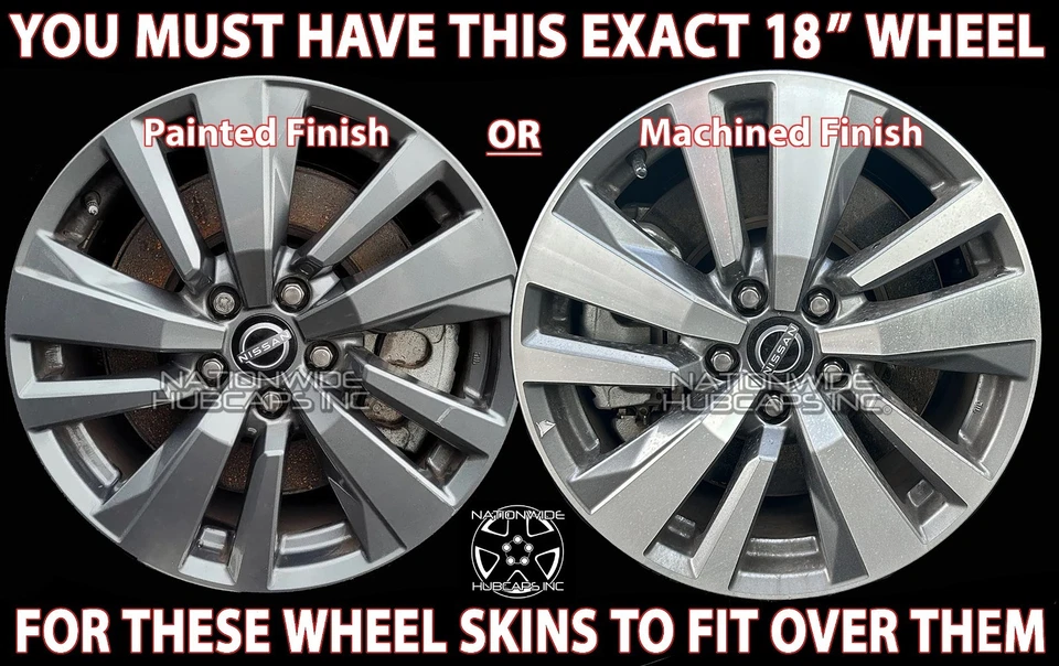 fits Nissan Pathfinder S SV SL 2022-25 Black 18" Wheel Skins Hub Caps Rim Covers - Image 2 of 4