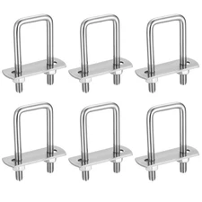 6 Pack Square U-Bolts, Stainless Steel U-Bolts with Frame Plates and Nuts, 1"...