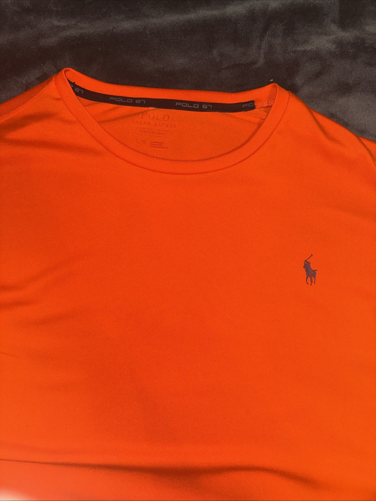 Polo 67 Ralph Lauren camicia uomo L arancione maglietta uomo L manica corta nero pony