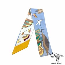 Hermes Silk Twilly Scarf, Multicolor, Classic Design, Used