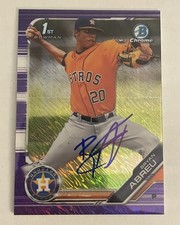Bryan Abreu SIGNED 2019 Bowman Chrome 1st RC Purple Shimmer Refractor IP AUTO