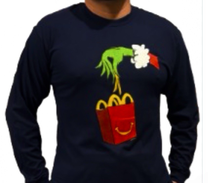 Authentic McDonald's Grinch 2025 shirt- special edition -New-navy