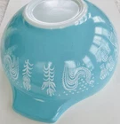 Vintage PYREX Turquoise AMISH BUTTERPRINT 4 QT Cinderella Mixing Bowl #444