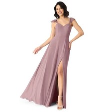 Azazie Everett Dusty Rose A-Line V-neck Ruched Chiffon Bridesmaid Dress Size A2