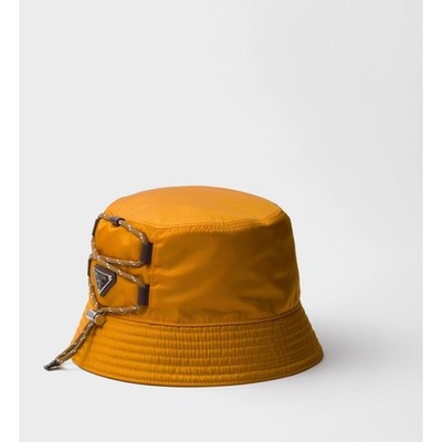 Prada Re-Nylon Bucket Hat Ambra Yellow Bungee Logo 2HC137 Size L