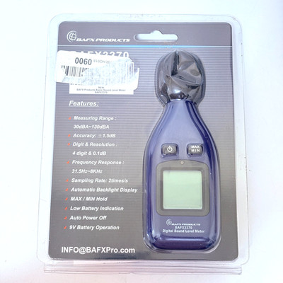 BAFX Products BAFX3370 Digital Sound Level Meter 30dBA-130dBA +-1.5dB - OPEN BOX