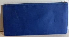 Simple Pencil / Pen Fabric Case Blue Top Zipper 8 1/2 X 4 Used