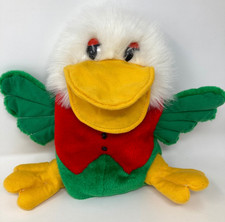 Vintage Plush Hand Puppet Parrot Colorful Tropical Bird Novelty Toy