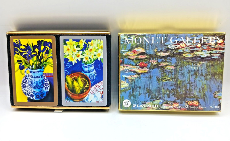 2 Double Deck Playing Card  Boxes 4 Total Decks PIATNIK Monet & CONGRESS Flowers