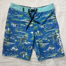 Hurley Boys 10/25 Swim Shorts Neptune Blue Tropical Shark Island