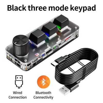 2.4G 3-Key Customize Bluetooth Keyboard Macro Knob Copy Paste Shortcut Key E-Spo