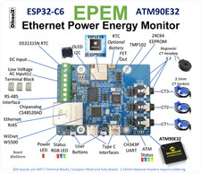EPEM ESP32C6 Mains Power Energy Monitor ATM90E32 Ethernet RS485 1,2,3 Phases HA
