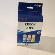Epson 502 CMY Ink Bottle 3 Pak Genuine New Sealed Box 2022