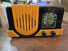 A2 Waterfall antique radio Addison Catlin Bakelite Black Swirl Butterscotch tube