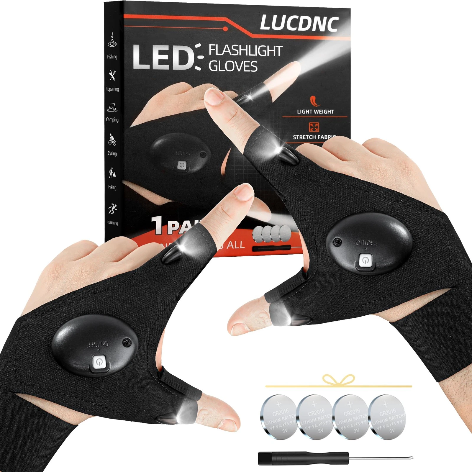 lucdnc Gifts for Men Stocking Stuffers Adults LED standard, Black