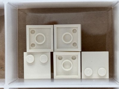 LEGO Parts - White Tile, Modified 2 x 2 with Studs on Edge - No 33909 - QTY 5
