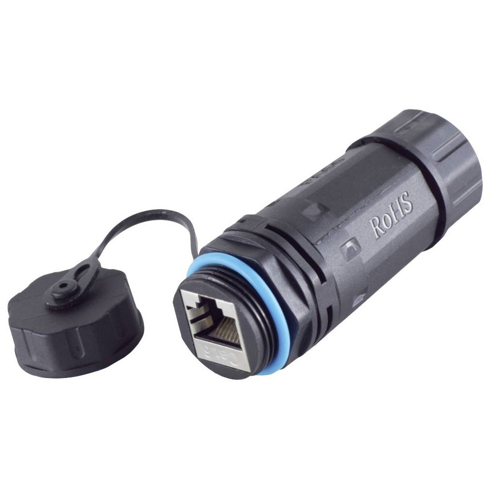 BKL RJ45 Connector CAT 6 IP68 short outdoor Black 8-pin