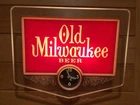 Vintage Old Milwaukee Lighted Beer Sign with Clock - Light Works!