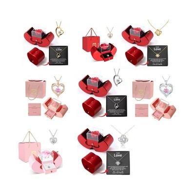 Eternal Flower Necklace Gift with Display Case for Anniversary Birhtday