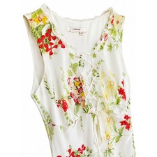 Vestido Babydoll Laurenti Y2K Satinado Floral S Con Cordones Jardín Romántico Corte Sesgado