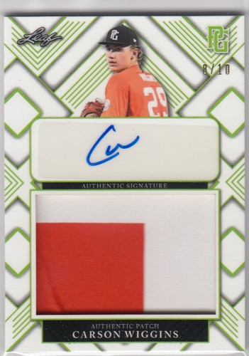 2023 Leaf Perfect Game CARSON WIGGINS Jersey Patch Autograph Auto 8/10 Mets