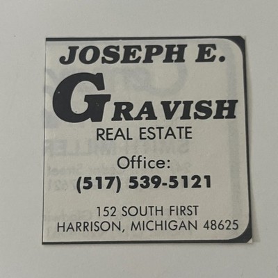 Joseph E G Ravish Real Estate Harrison MI 1985 Clare County MI Ad TAJ4-S1