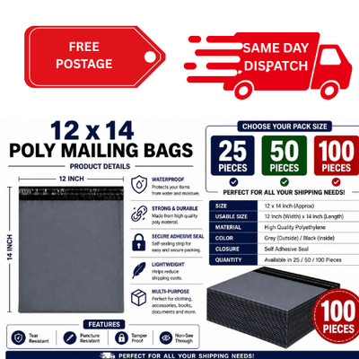''25er Pack 12x14 Poly Versandtaschen - wasserdicht, langlebig, sicher'' CH5,5