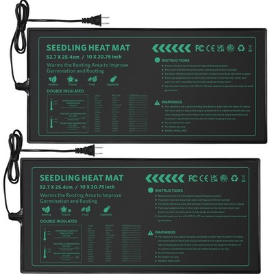 Seedling Heat Mat Durable Waterproof Plant Heating Pad 10''x 2 Pack, Green 