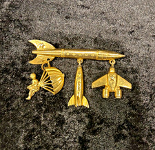 Vintage 1960s NASA Rocket Dangle Charm Brooch Pin Mid Century Space Age Jet
