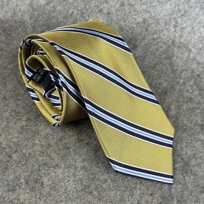 Bruno Piattelli Roma Tie Yellow Blue 100% Silk Men s Designer Luxury Necktie