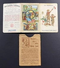 Vintage 1936 Boy Scouts Colorful Tri-Fold Membership Card with Original Sleeve