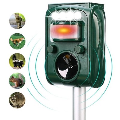 Solar Ultrasonic Animal Repellent Squirrel Raccoon Deterrent With Flash Light