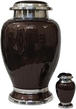 At Peace Memorials Hotep Brown Urn for Ashes SET