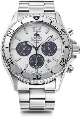 ORIENT Mako RN-TX0205S Solar Panda Chronograph White Dial Men's Watch New