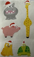 CHUBBY CHRISTMAS CRITTERS Stickers(5pc)Mrs.Grossman's •Holiday•Cat•Turtle•Pig•