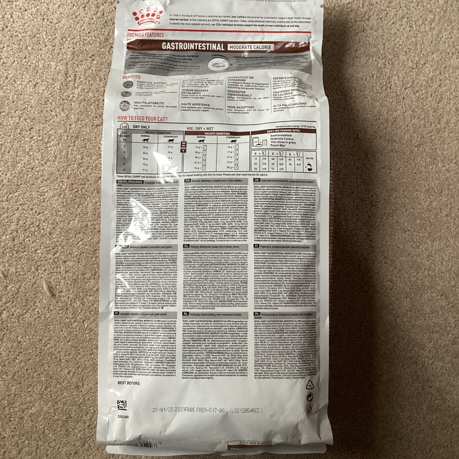 Royal Canin Gastrointestinal Moderate Calorie Dry Cat Food. 01/2025. Free P&P eBay