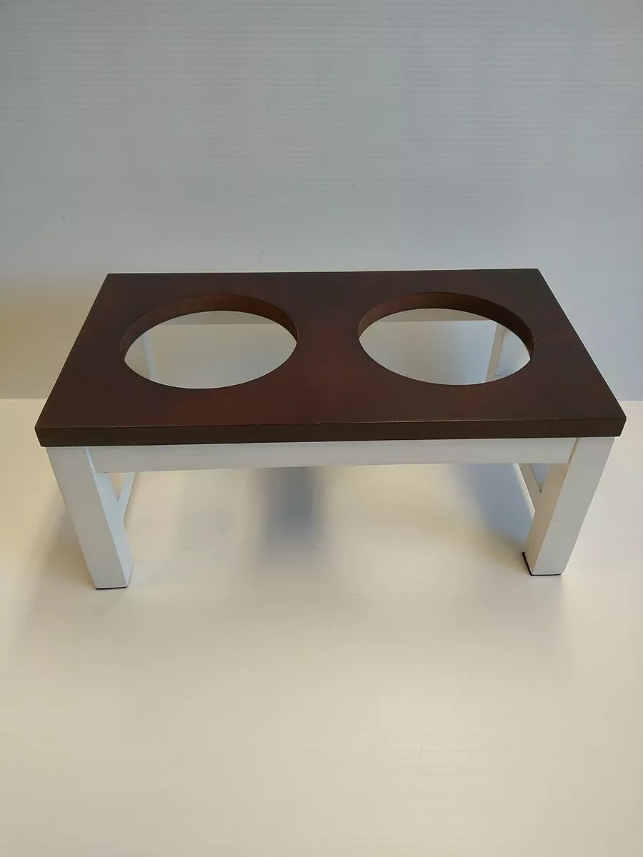Dog food bowl clearance stand wood