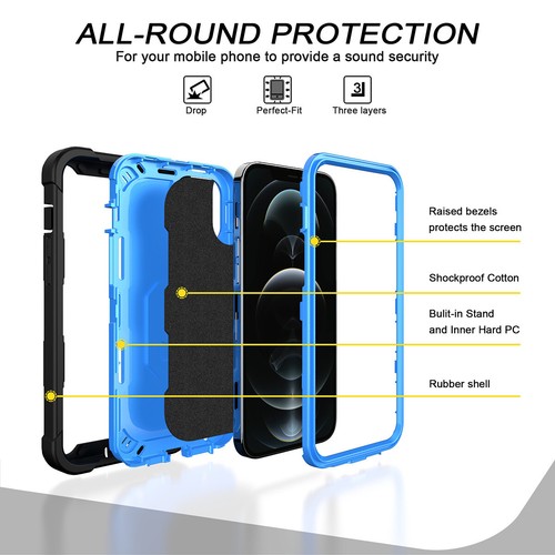 Case For iPhone 12 11 ProMax XS XR X 8 7 6Plus Heavy Duty Shockproof Stand Cover - Picture 50 of 82