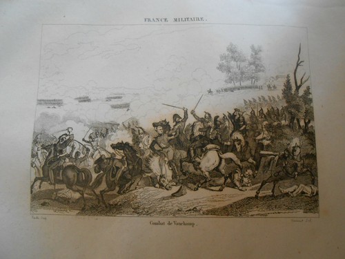 1836 INCISIONE IN ACCIAIO BATTAGLIA DEI VAUCHAMPS FRANCIA GUERRA NAPOLEONICA - Foto 4 di 5