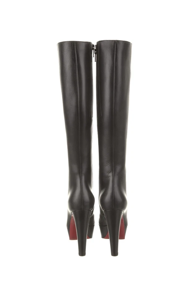 Christian Louboutin Women’s Tall Black Leather Boots Size 35/5 Worn Once - Image 2 of 4