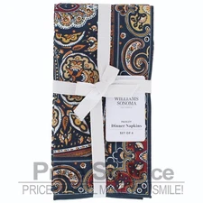 Williams Sonoma Paisley Dinner Napkins, Set of 4, MSRP $50