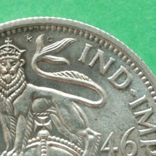 1946 English George VI Silver Shilling Scarce die variety 1+B SNo50277