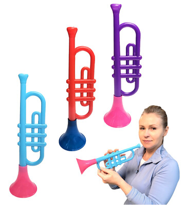 Colorful Plastic Trumpets (13 Inch) Noisemaker Music Toys for Kids Instruments N