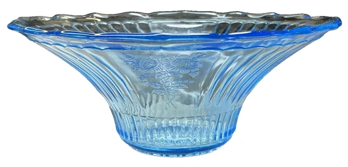 Mayfair Depression Glass Blue Flared Console Fruit Bowl 11 1/2" Hocking Glass